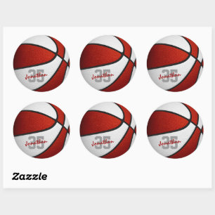 Pegatina Redonda equipo blanco rojo colores chicas baloncesto