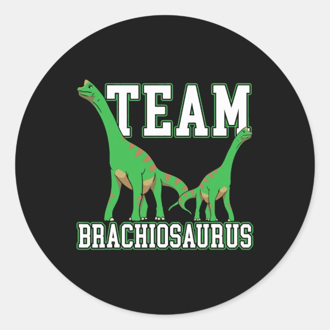 Pegatina Redonda Equipo Brachiousaurus Dinosaurio Futuro Paleontólo (Anverso)