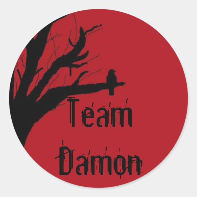 Pegatina Redonda Equipo Damon Vengeful Crow (Anverso)