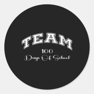 Pegatina Redonda Equipo De 100 Días De Escolaridad Graciosa Estudia