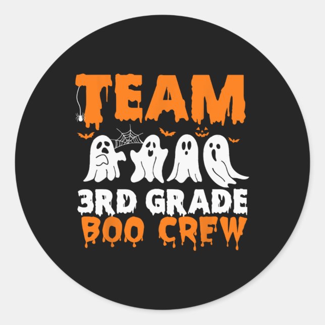 Pegatina Redonda Equipo de 3er grado Boo Crew Fantasma de Halloween (Anverso)