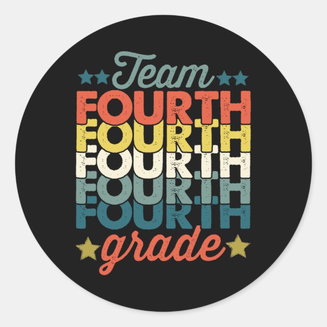 Pegatina Redonda Equipo De 4º Grado De Vuelta A La Escuela De Niños (Anverso)