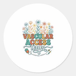 Pegatina Redonda Equipo de Acceso Vascular Diseño de Camiseta Médic