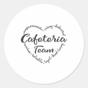 Pegatina Redonda Equipo de almuerzo, cafetería, trabajadora de alm