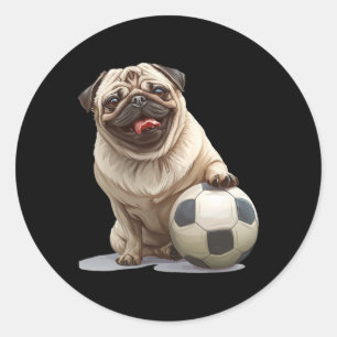 Pegatina Redonda Equipo de Animales de Deportes Ll Fútbol Perro Cac