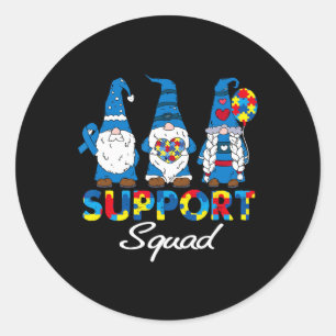 Pegatina Redonda Equipo de apoyo al autismo Gnomos Conciencia Hombr
