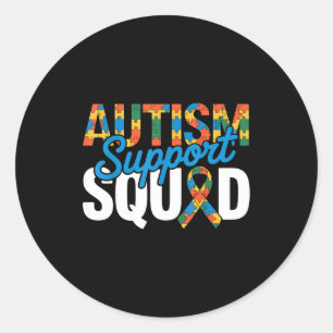 Pegatina Redonda Equipo de apoyo al autismo para la conciencia del 