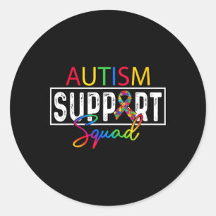 Pegatina Redonda Equipo de apoyo al autismo Squad Conciencia Grupo