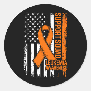 Pegatina Redonda Equipo de Apoyo Cinta Naranja Leucemia Cáncer de S