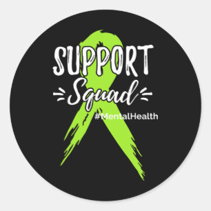Pegatina Redonda Equipo de Apoyo Conciencia de la Salud Mental Verd