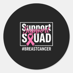 Pegatina Redonda Equipo de apoyo conciencia del cáncer de mama lazo