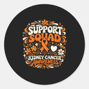 Pegatina Redonda Equipo de apoyo conciencia del cáncer de riñón nar