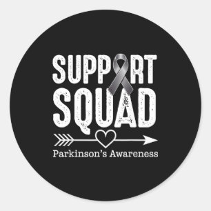 Pegatina Redonda Equipo de apoyo conciencia parkinson gris cinta