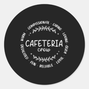 Pegatina Redonda Equipo de Apoyo Escolar Equipo de Cafetería Combin