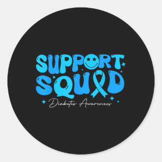 Pegatina Redonda Equipo de Apoyo Retro Groovy Cinta Azul Diabetes