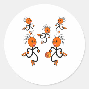 Pegatina Redonda Equipo de baloncesto infantil