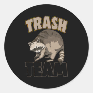 Pegatina Redonda Equipo de basura Raccoon Raccoon Animal Love