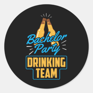 Pegatina Redonda Equipo de bebida de despedida de soltero Novio Nov