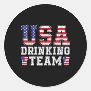 Pegatina Redonda Equipo De Bebida De Estados Unidos Gracioso Beer B