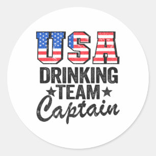 Pegatina Redonda Equipo De Bebidas De Estados Unidos Capitán Bander