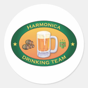 Pegatina Redonda Equipo de bebidas de Harmonica