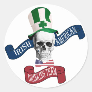 Pegatina Redonda Equipo de bebidas irlandés-americano