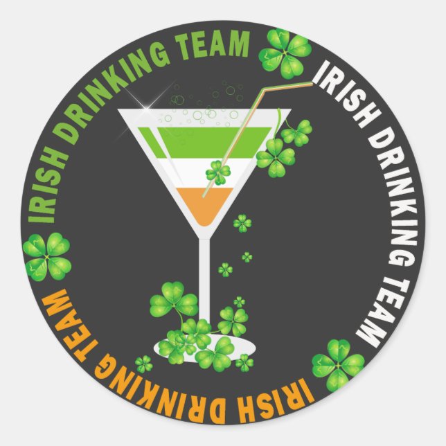 Pegatina Redonda Equipo de bebidas irlandés Shamrock Cocktail Pegat (Anverso)
