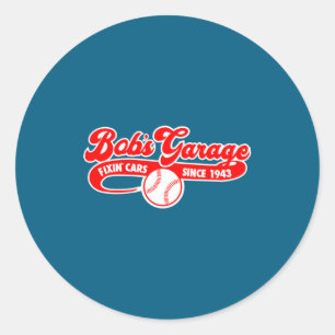 Pegatina Redonda Equipo de béisbol del garaje de Bob