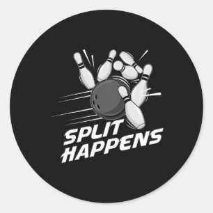 Pegatina Redonda Equipo de bolos Funny Split Happens Squad de bolos