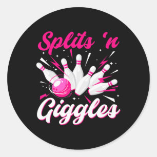 Pegatina Redonda Equipo de bolos Funny Splits n Giggles Bolera lind