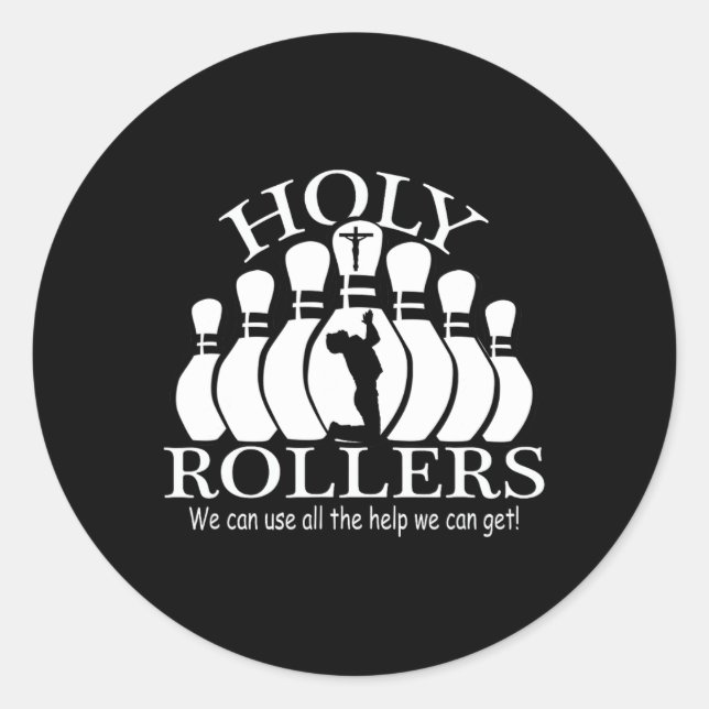 Pegatina Redonda Equipo de Bowling de Sagrado Rollers (Anverso)