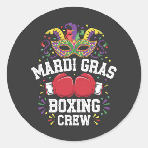 Pegatina Redonda Equipo de boxeo, sumergirse en el Mardi Gras.
