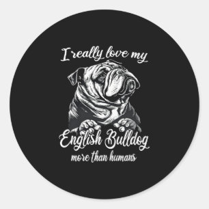 Pegatina Redonda Equipo de bulldog Amo Mi Bulldog Inglés