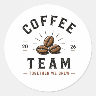 Pegatina Redonda ☕ Equipo de Café Logotipo de Uniforme de Personal