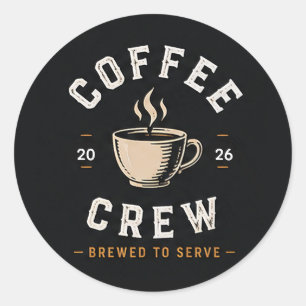 Pegatina Redonda ☕ Equipo de Café Vintage Uniforme de Personal de C