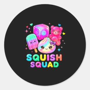 Pegatina Redonda Equipo de calamar dumpling kawaii pastel anime cum