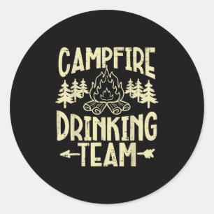 Pegatina Redonda Equipo de Campfire Camping Funny Camp Camper Dad W
