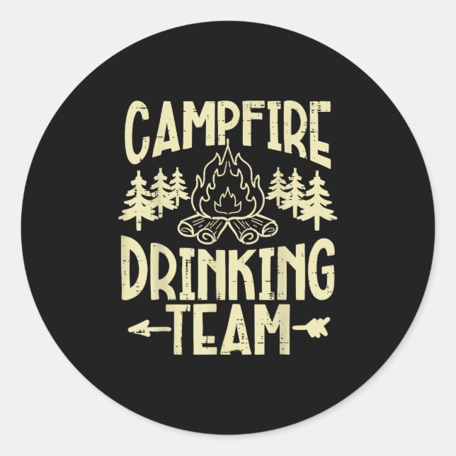 Pegatina Redonda Equipo de Campfire Camping Funny Camp Camper Dad W (Anverso)