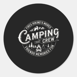 Pegatina Redonda Equipo de Camping 2025 para Familia Campista Niño