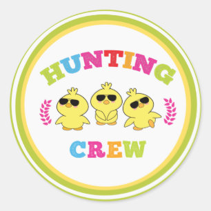 Pegatina Redonda Equipo de caza de huevos de Pascua