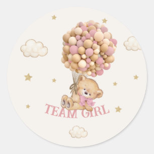 Pegatina Redonda Equipo de chicas de globos de oso Juego