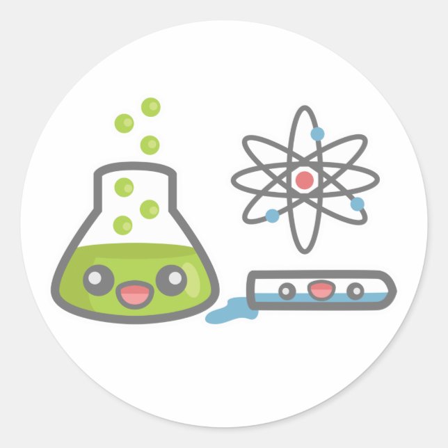Pegatina Redonda Equipo de ciencia lindo (Anverso)
