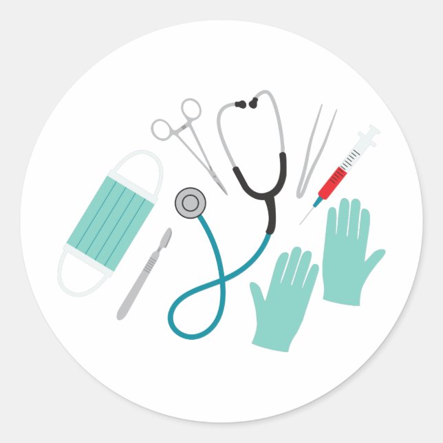 Pegatina Redonda Equipo de cirujanos (Anverso)