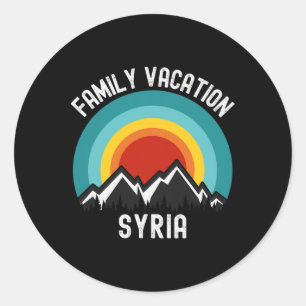 Pegatina Redonda Equipo de coincidencia de vacaciones de la familia