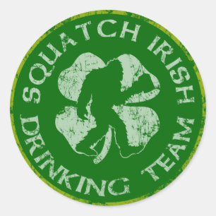 Pegatina Redonda Equipo de consumición del irlandés de Squatch
