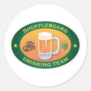 Pegatina Redonda Equipo de consumición del Shuffleboard