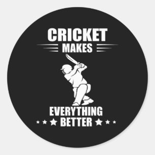 Pegatina Redonda Equipo de cricket hace que todo sea mejor Cricket