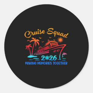 Pegatina Redonda Equipo de crucero 2026 Amigos familiares vacacione