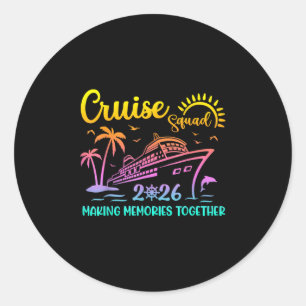 Pegatina Redonda Equipo de crucero 2026 Amigos Familiares Vacacione