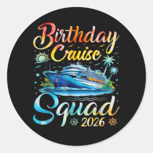 Pegatina Redonda Equipo de crucero de cumpleaños 2026